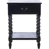 SAFAVIEH Athena Wood Side Table, 19" Black ACC5703B | Side Table, Pine Engineered Wood, 19" Overall, Assembly Required, living room, bedroom, den