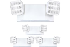GRUENLICH LED Emergency Light, Exit Lighting Fixtures with Two LED Heads and Back-Up Batteries, UL 924 Qualified, 120/277 Voltage, 4-Pack