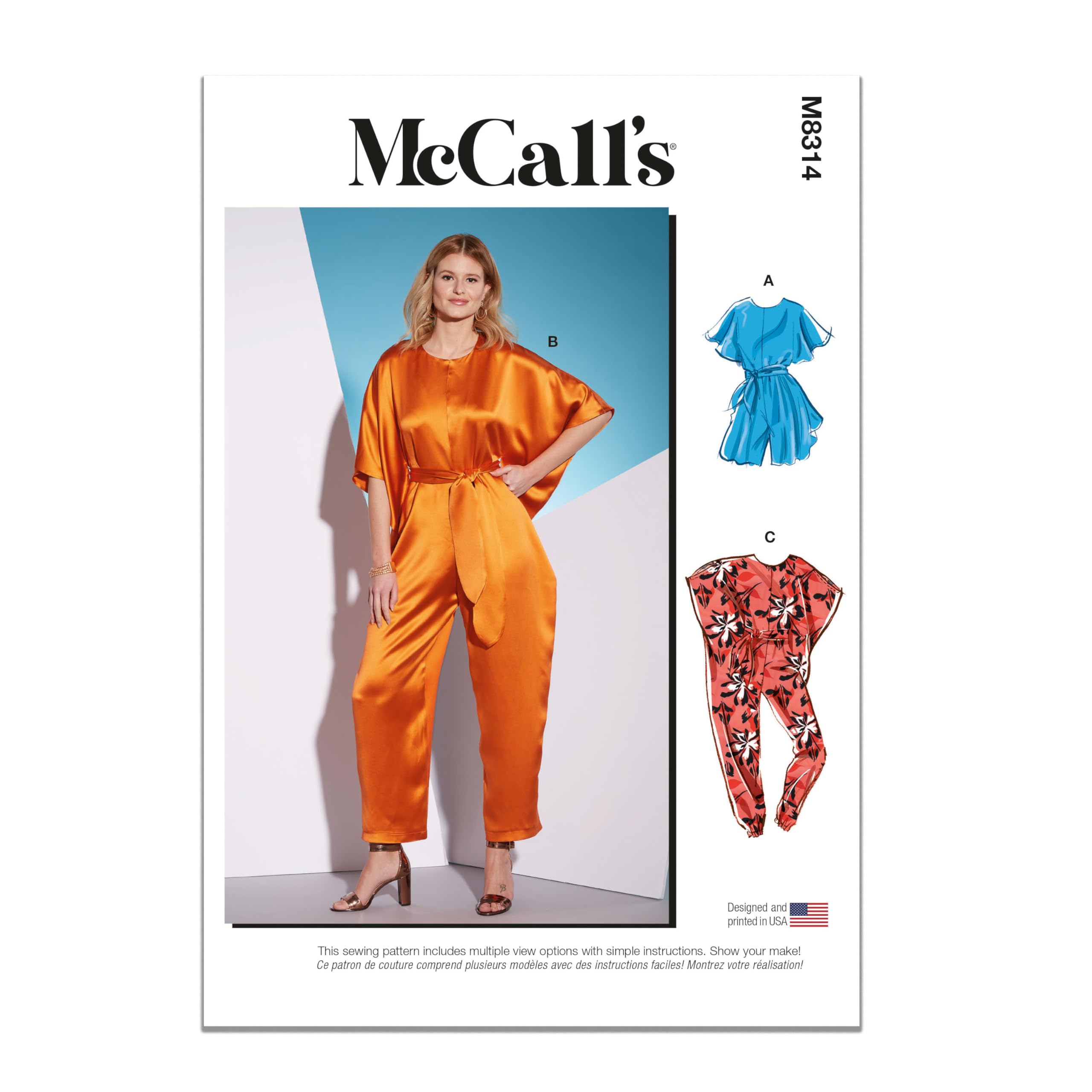 McCall's M8314ZZ Misses' Romper, Jumpsuits and Sash ZZ (L-XL-XXL)