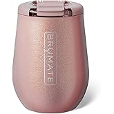 BrüMate Uncork'd 14oz 100% Leakproof Insulated Wine Tumbler | Locking Lid | Insulated Stainless Steel Wine Glass | Perfect For Travel & Outdoors | BPA-Free (Glitter Rose Gold)
