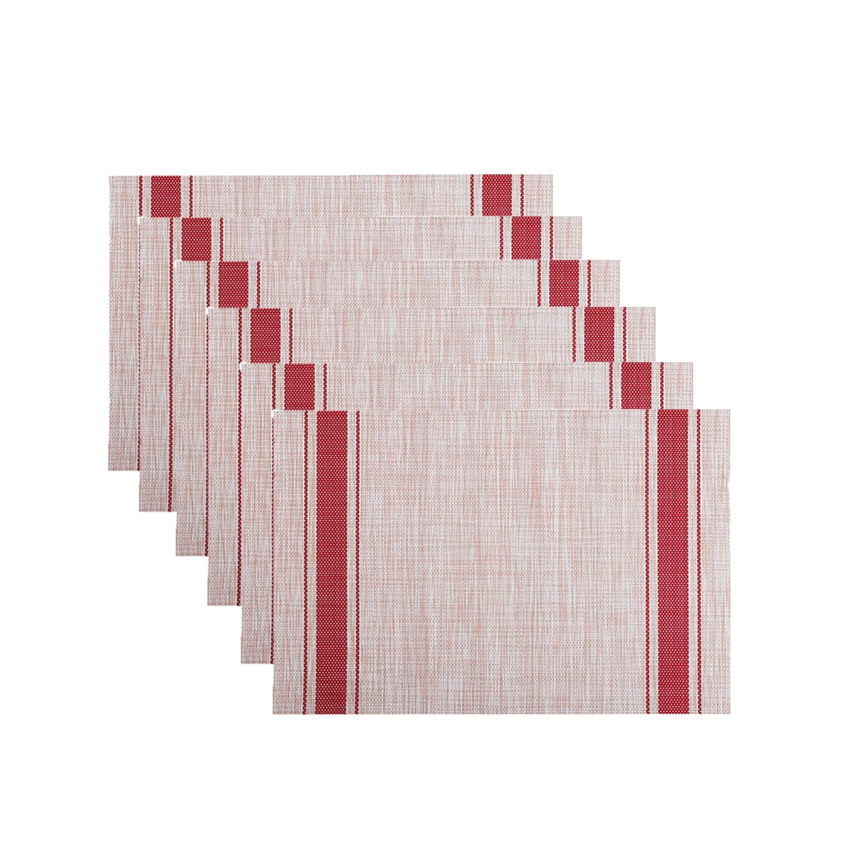 Soulnioi Placemats Set of 6, PVC Washable Table Mats Heat Resistant Dinner Place Mats for Kitchen, Dining Table, Restaurant Home Deocr - Red — image 1