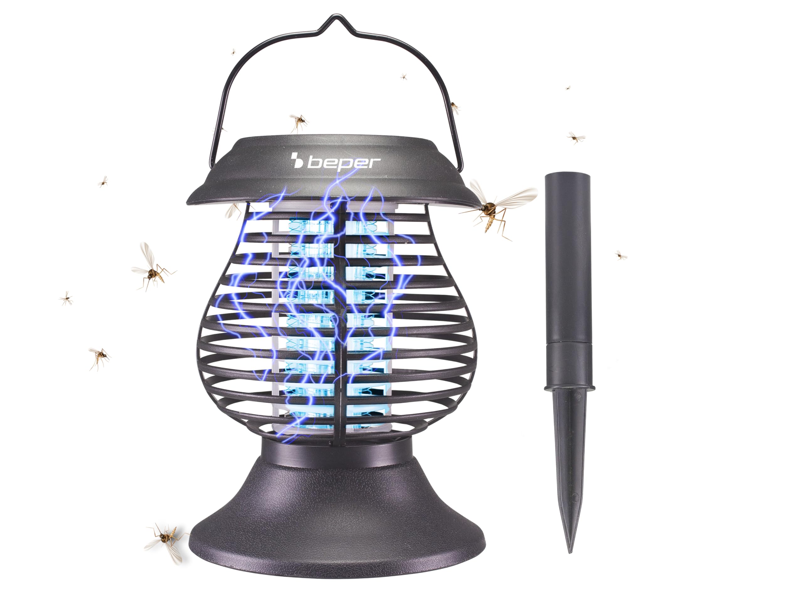 BEPER P206ZAN111 UV-A mosquito repellent lamp, Solar charging, 3-in-1 use, Spike included, Grey