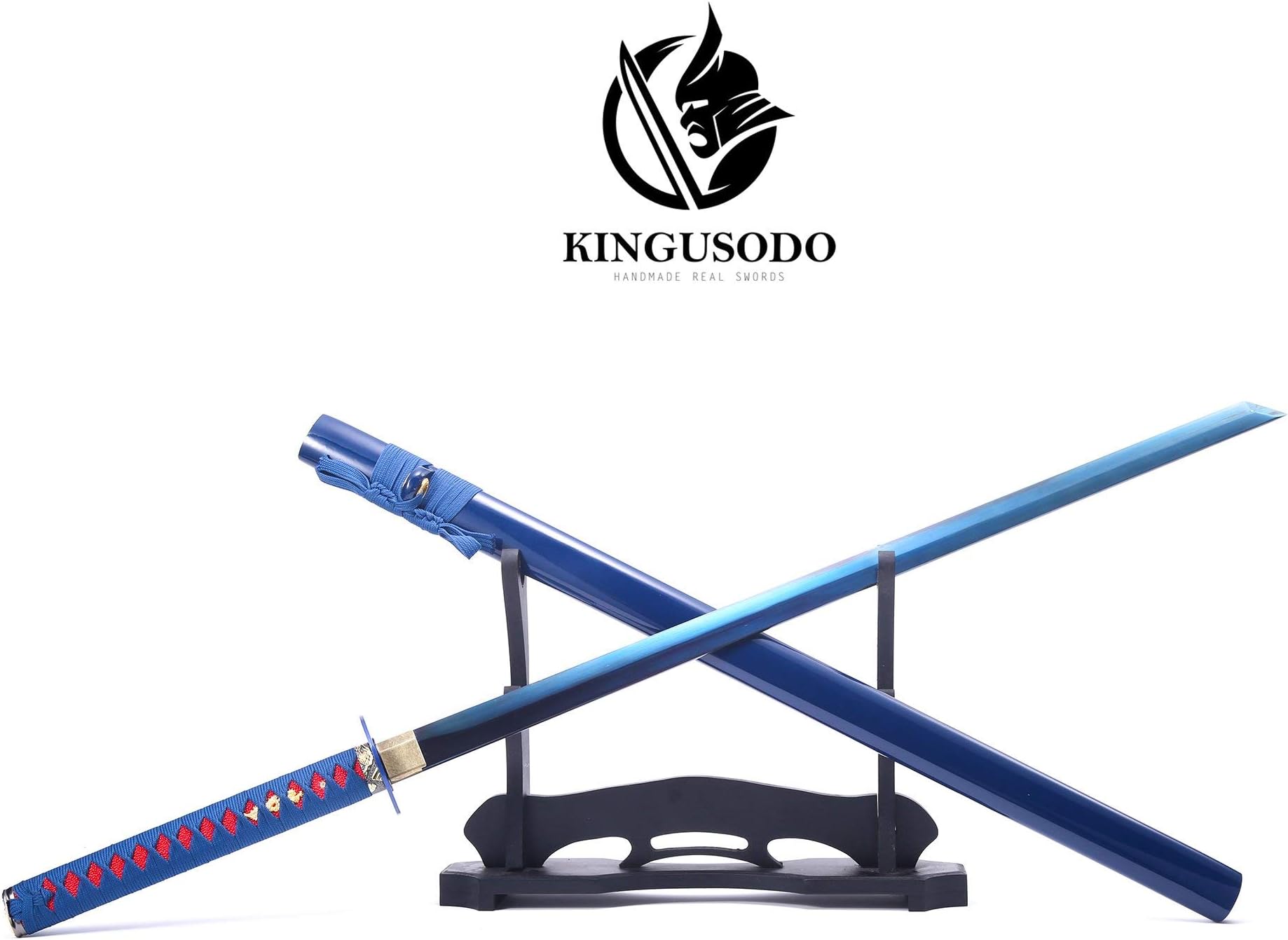 kingusodo Ninja Sword, Handmade 1095 Steel Full Tang Samurai Sword Blue