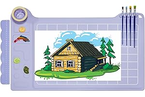 NELSHP Silicone Painting Mat with Removable Paintbrush Cleaner Cup- 23"X13.8" Large Craft Mat- Silicone Art Mat, A Great Multi-Functional Tool for Craft Time (Purple)