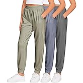 Sweet Hearts Girls Sweatpants - 3 Pack High Waisted Performance Jogger Girls Pants with Pockets: Made in USA (Sizes 5-18)