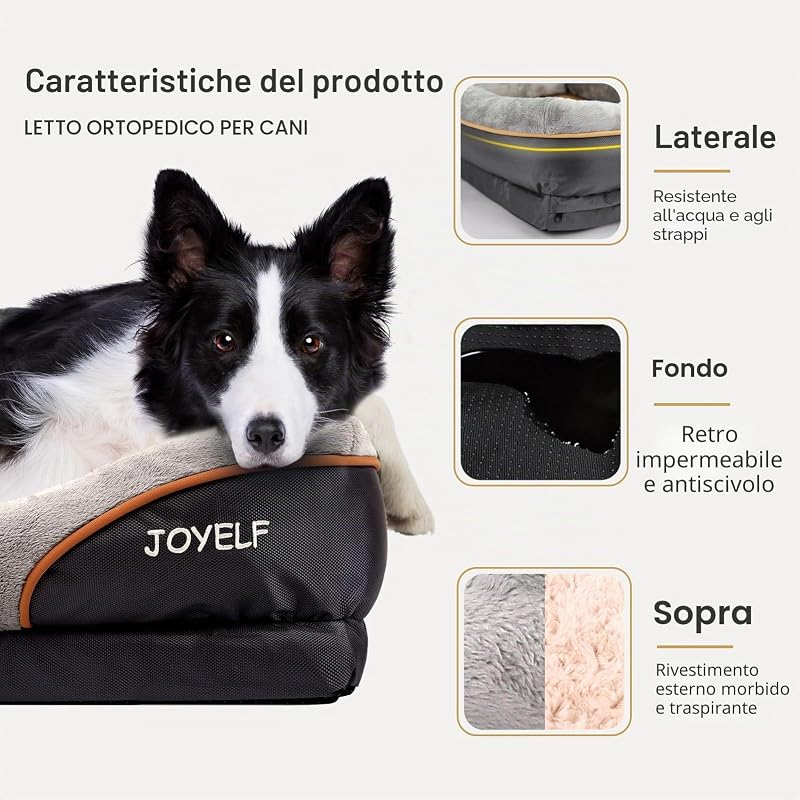 , Cuccia ortopedica per cani in memory foam con copertura rimovibile e lavabile, con giocattolo con sonaglio