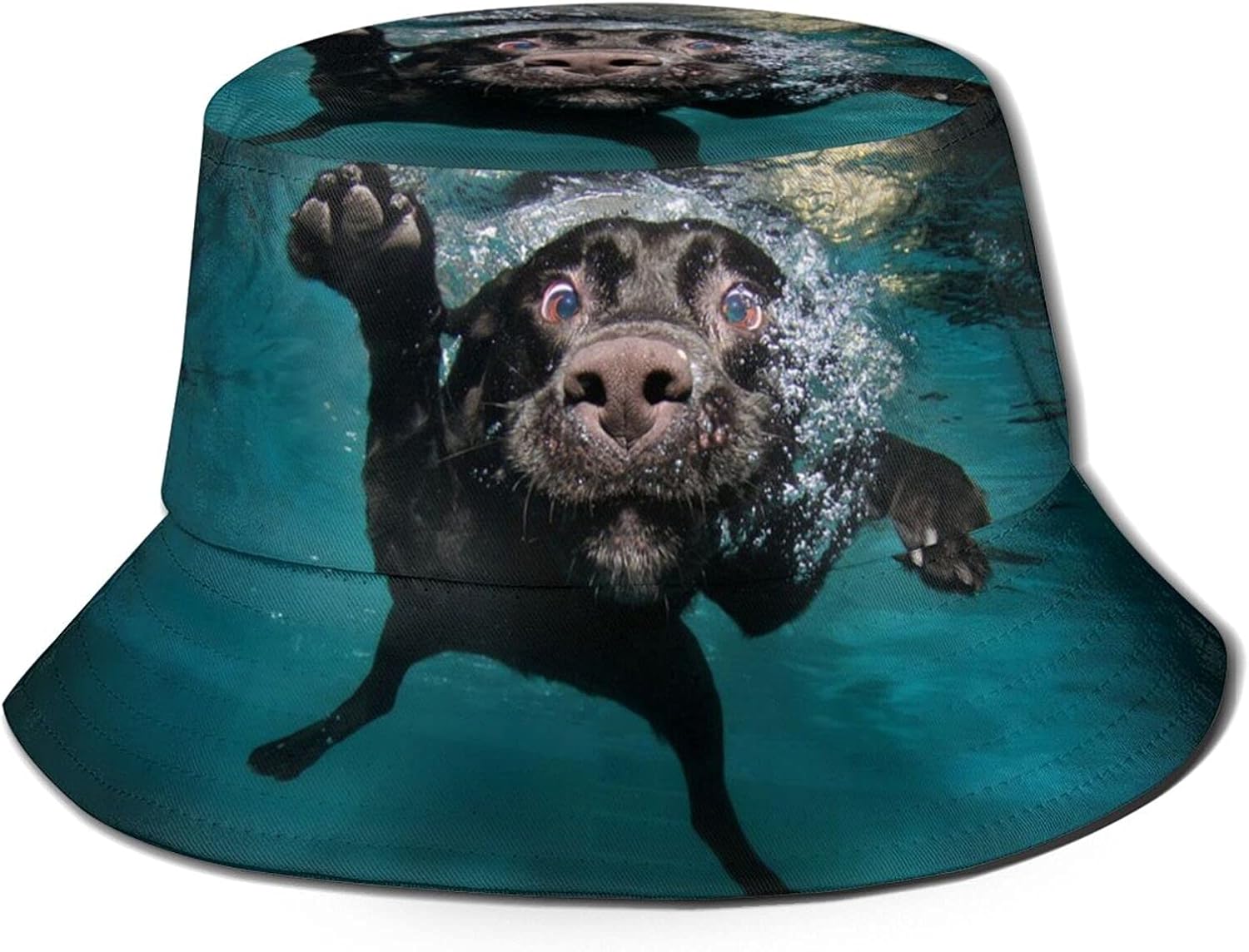 Black Retriever Underwater DogBucket Hat Travel Bucket Beach Sun Hat