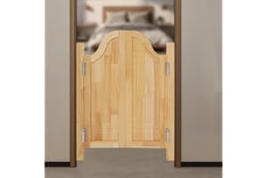 PINELICORN Interior Swinging Doors Saloon Door Wood Cafe Door with Metal Hinges for Bar Porch Stairs Bedroom Entrance Partition (Log Color, 27.55x35.43in)