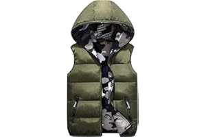 Happy Cherry Kids Winter Hooded Vest Padded Camouflage Reversible Waistcoat Sleevelss Jacket 3-12Y