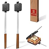 CASTIVO Mountain Pie Maker Cast Iron – Campfire Pie Iron, Hobo Pie Maker for Camping, 2-Pack