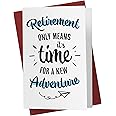 Karto Funny Retirement Card for Men Women - Large 5.5x8.5 inch Friend Coworker Retirement Cards - New Adventure