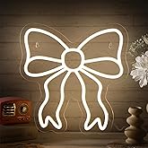 Retisee Bow LED Neon Sign Bedroom Women Room Neon Light Sign Coquette Aesthetic Home Wall Preppy Dorm Beauty Room Salon Decor Party Bar Decoration Gift for Her 11.8x11.8in (Warm White)