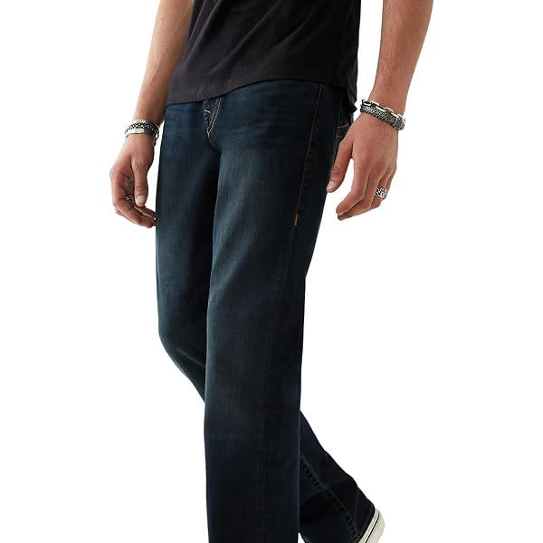 True Religion Men's Ricky Big T Straight Leg Jean with Back Flap