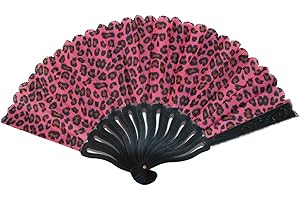 Feng Shui Import Leopard Style Hand Fan with Black Slab (Red)