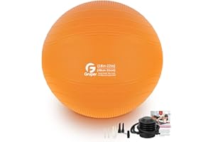 Gruper Yoga Ball, Multiple Sizes Non Slip Exercise Ball for Workout, Birthing, Balance, Stability, Pregnancy, 2200LB Capacity, Anti Burst Chair for Home and Office, Includes Quick Pump & Fitness Guide
