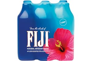 FIJI Natural Artesian Bottled Water 1 Liter / 33.8 Fl Ounce (Pack of 6)