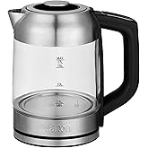 Salton Temperature Control Glass Kettle – 1.7 L | 7 Temperature Settings (104°F–212°F / 40°C–100°C) | Bonus Tea Steeper | LED