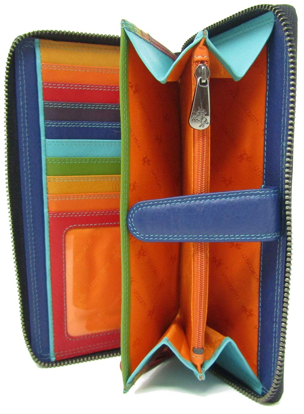 Visconti Spectrum Iris Large Soft Leather Purse RFID Protection Gift Boxed SP33 (Black Multi)