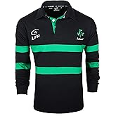 Malham Irish Shamrock Sprig Ireland Longsleeve Striped Rugby Ireland Navy and Kelly Green 3XL