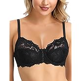 Wingslove Women's Sexy Lace Bra Non Padded Underwire Unlined Bra Full Coverage Plus Size Lace Bralette