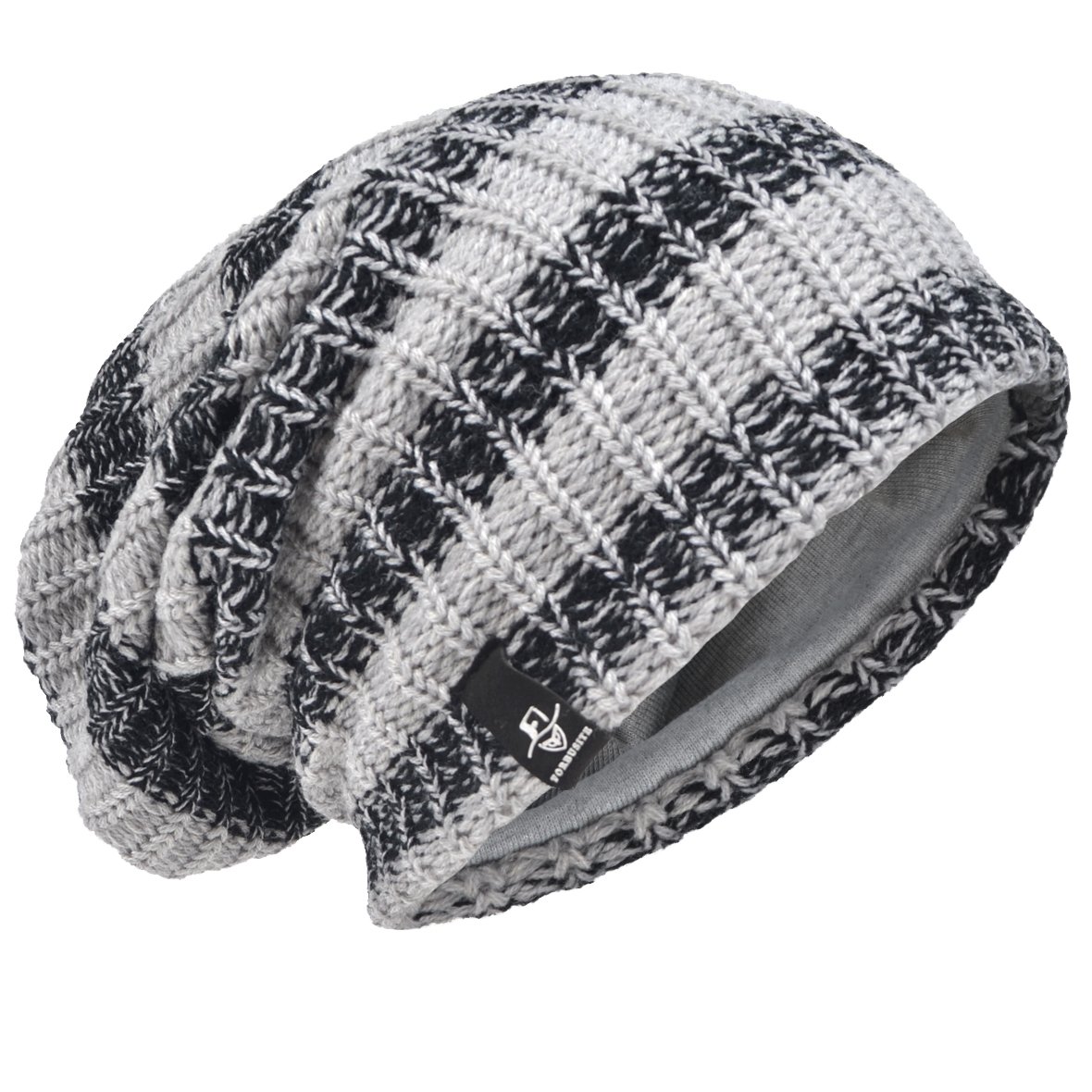 Men Oversize Beanie Slouch Skull Knit Large Baggy Cap Ski Hat B08 (Stripe-Pale) — image 1