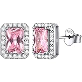 ChicSilver 925 Sterling Silver Heart/Round/Pear/Emerald Cut Birthstone Stud Earrings for Women Birthday Jewelry