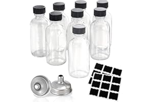 Z-synka 8pack 2oz Glass Bottles with Caps (60ml) Wellness Shot Glass Bottles,Sample Bottles for Bourbon Liquor Tasting Tincture Vanilla Extract Juice Sauce Drink Hot Sauce,NO Leakage