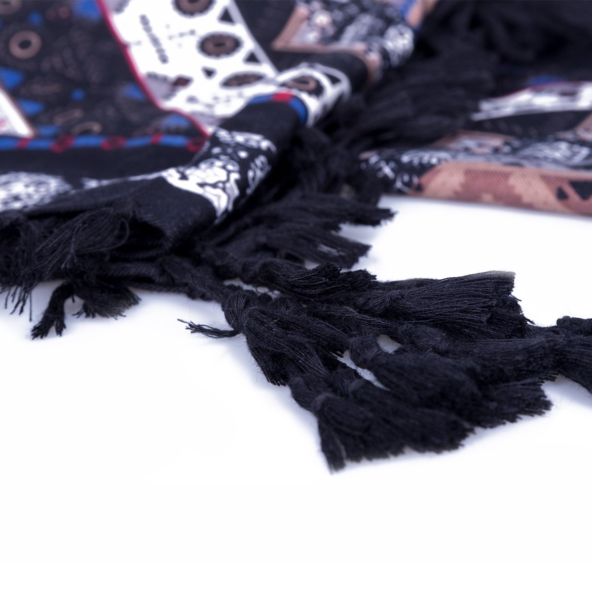 EVRFELAN Women Boho Scarf Tassel Shawl Tapestry Tablecloth Beach Towel Picnic Throw Wall Hanging Yoga Mat Ladies Cotton Scarves by Popular Handicrafts (Black2)