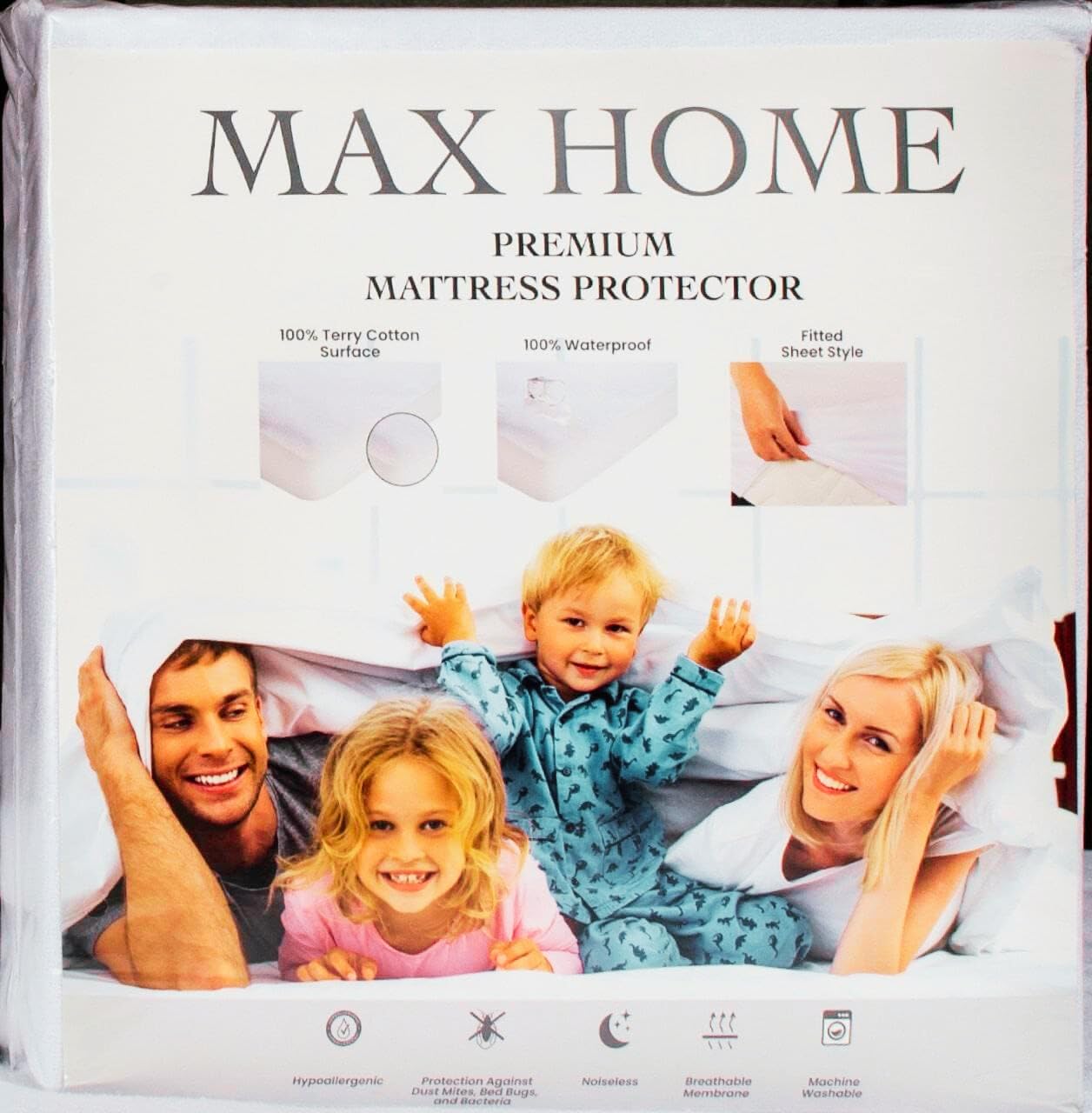 Photo 1 of Max Home Premium 100% Waterproof Mattress Protector Full Size, Absorbent, Cotton, Bed, Breathable Fitted Mattress Cover with Stretchable Pockets, Cover Smooth Soft Noiseless Washable