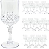 Veiuwa 24 PCS Plastic Wine Glasses Clear,Reusable Plastic Wine Glasses,White Goblet Glass,Durable and Sturdy Cups Can Be Ssed for Various Parties Such as Weddings!