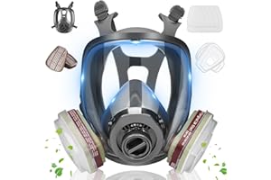 WEIDAHH Full Face Respirator Gas Mask - Gas Masks with 6001 Activated Carbon Filters, Reusable Dust Mask Against Dust/Formaldehyde/Chemicals/Vapor/Fume Fit for Polishing, Painting, Car Spray, Sanding Work