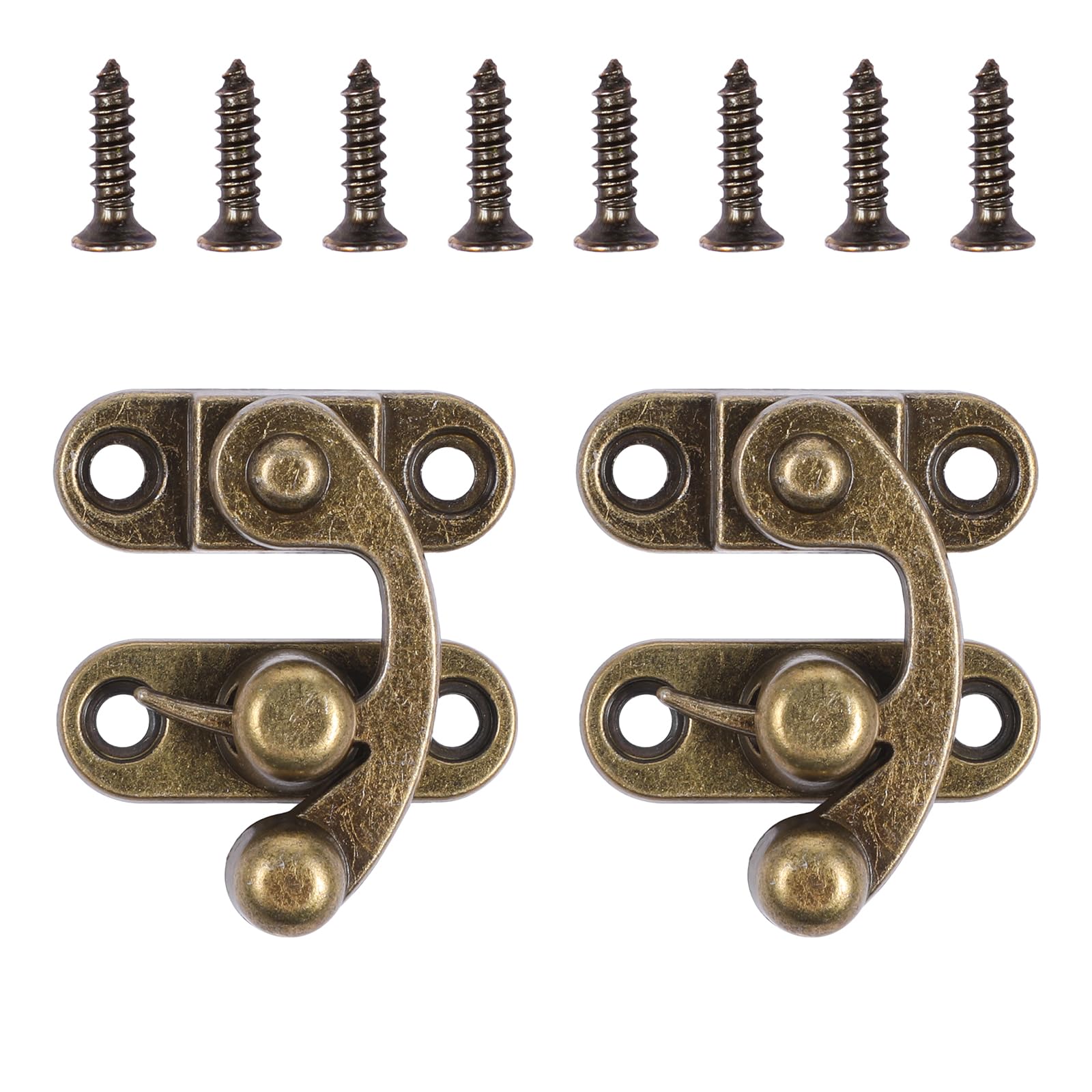 Photo 1 of 2 Sets Vintage Lock Clasp, Small Hasp Latches Antique Toggle Hasp Hook Clasp Latch Hook Lock with Mounting Screws for Wooden Box Jewelry Case Cabinet Toolbox- Right