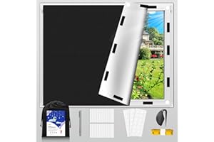 Blackout Blinds 300x145cm, Blackout Curtains for Bedroom, Cuttable Temporary Blackout Shades Film with 20 Hook and Loop Strap