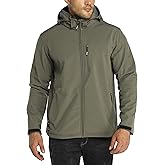 Outdoor Ventures Men's Lightweight Softshell Jacket Fleece Lined Hooded Water Resistant Winter Hiking Windbreaker Jackets