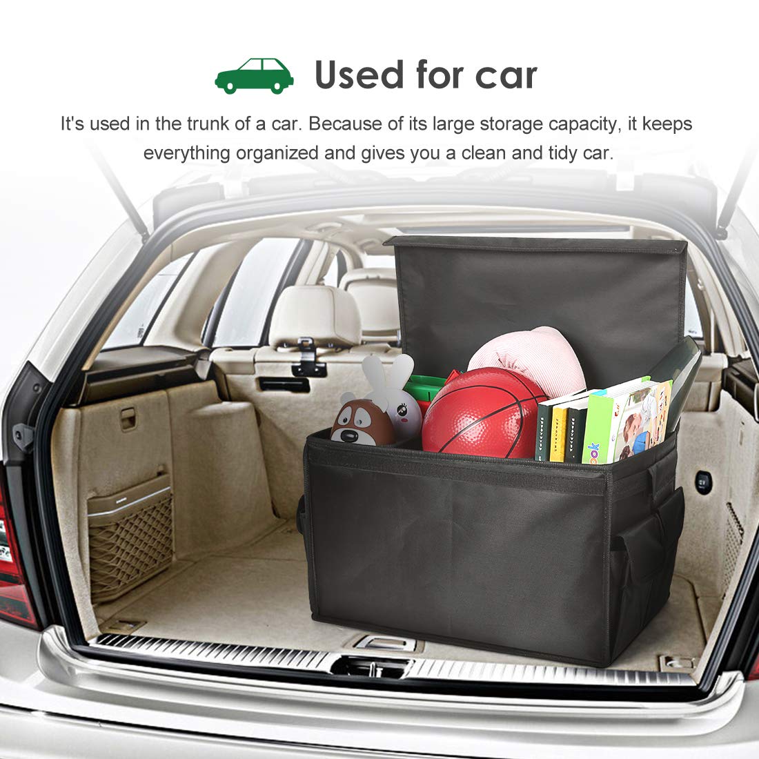 Accesorios para coche SUV Arkmiido Organizador Maletero Coche con Tapa