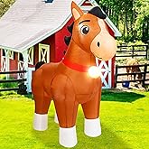 PIPIMOUSE 6 FT Long Clydesdale Horse Inflatables Christmas & Spring with Built-in LED Lights, Cute Farm Ranch Inflatable Animals, Blow Up Yard Outdoor Decorations for Garden Lawn Party Holiday
