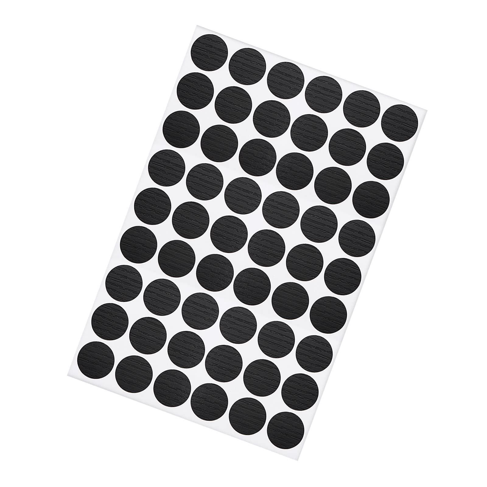 METALLIXITY Screw Hole Cover Stickers (21mm Dia) 54Pcs in 1 Sheet, PVC Shelf Peg Sealing Caps Waterproof - for Cupboard Wardrobe Furniture, Black with Lines