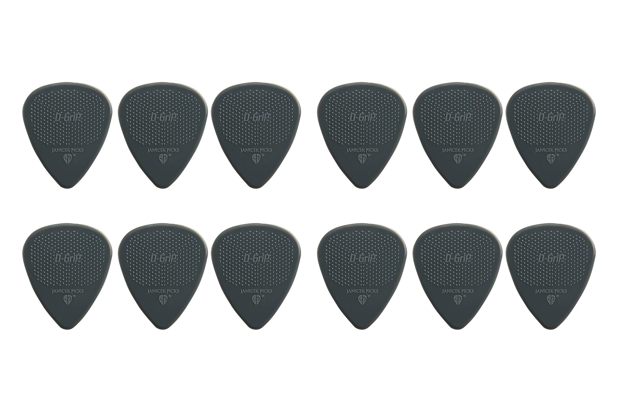 D-Grip Plectrum – Janicek Nylon Picks – Standard 351 Shape – 1.00 mm Grey – Pack of 12 – with non-slip textured surface – made in Czech Republic