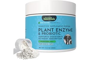 Animal Essentials Plant Enzyme & Probiotics - Probiotics & Digestive Enzymes for Dogs & Cats, Natural Daily Gut & Digestion Support Supplement for Pets, Plant Based - 10.6 oz