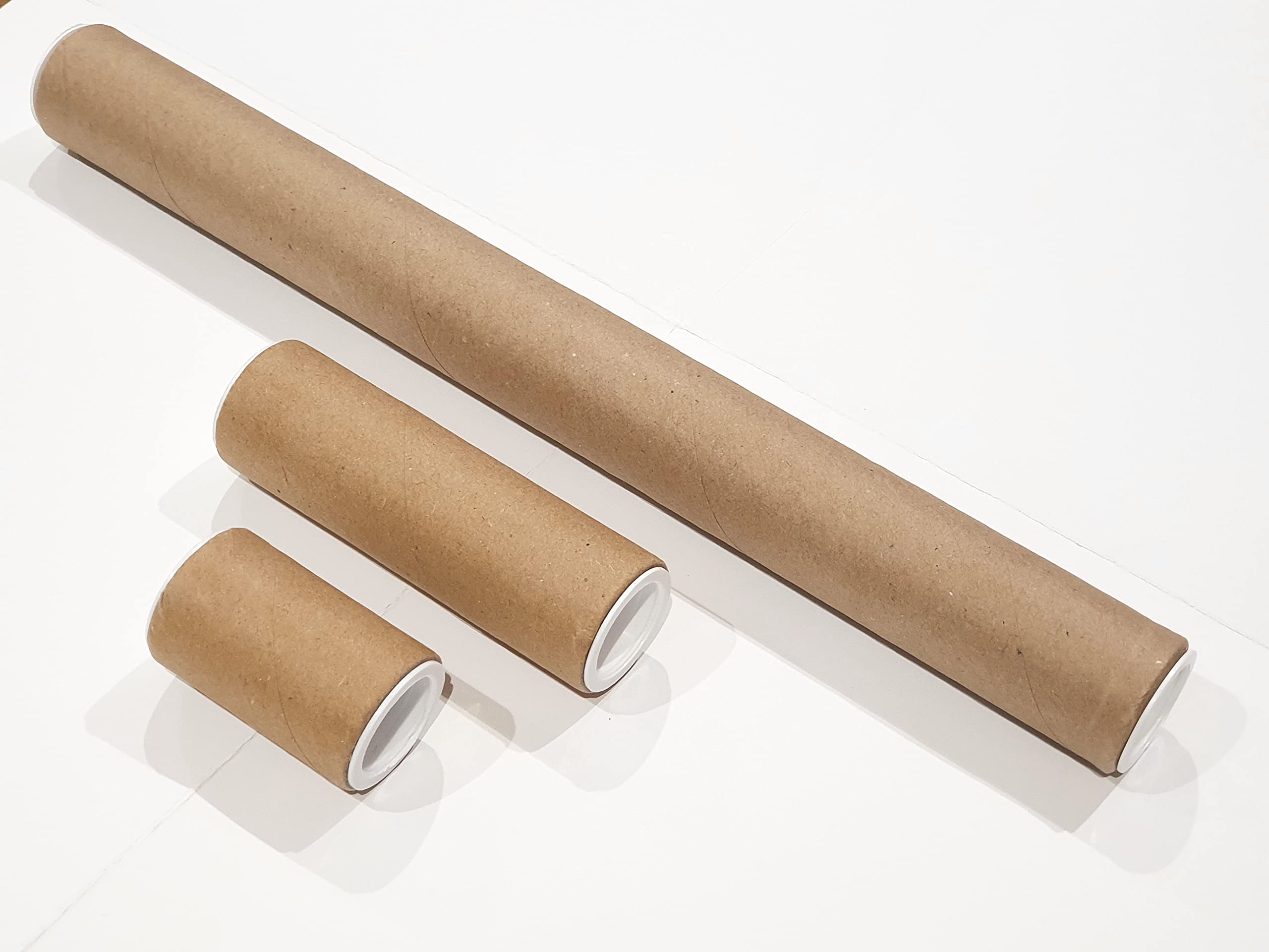 ShieldUp 3 x Strong Cardboard Postal Tubes | 25mm Diameter | Pack of 3 different sizes | 330mm & 100mm & 50mm long