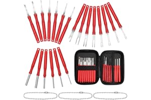 Anglecai 21 Pcs Terminal Removal Tool Kit, Terminal Ejector Kit for Electrical Pin Removal Tool Kit for Terminal Pin Removal Tool Kit for Car Connector Terminal