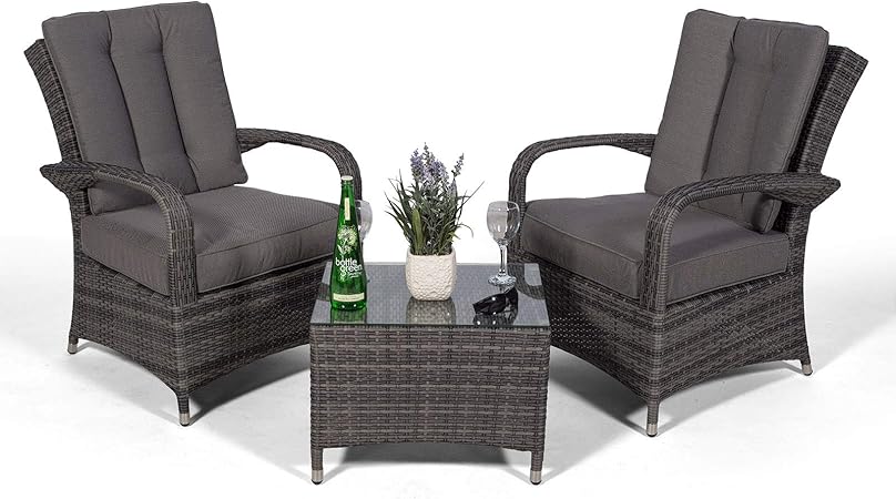 Ultra Stylish Arizona Rattan 2 Seat Arm Chair Set Small Glass Table Cushions Dust Cover Armchair Garden Patio Conservatory Lounge Furniture Assembled Grey Amazon Co Uk Garden Outdoors