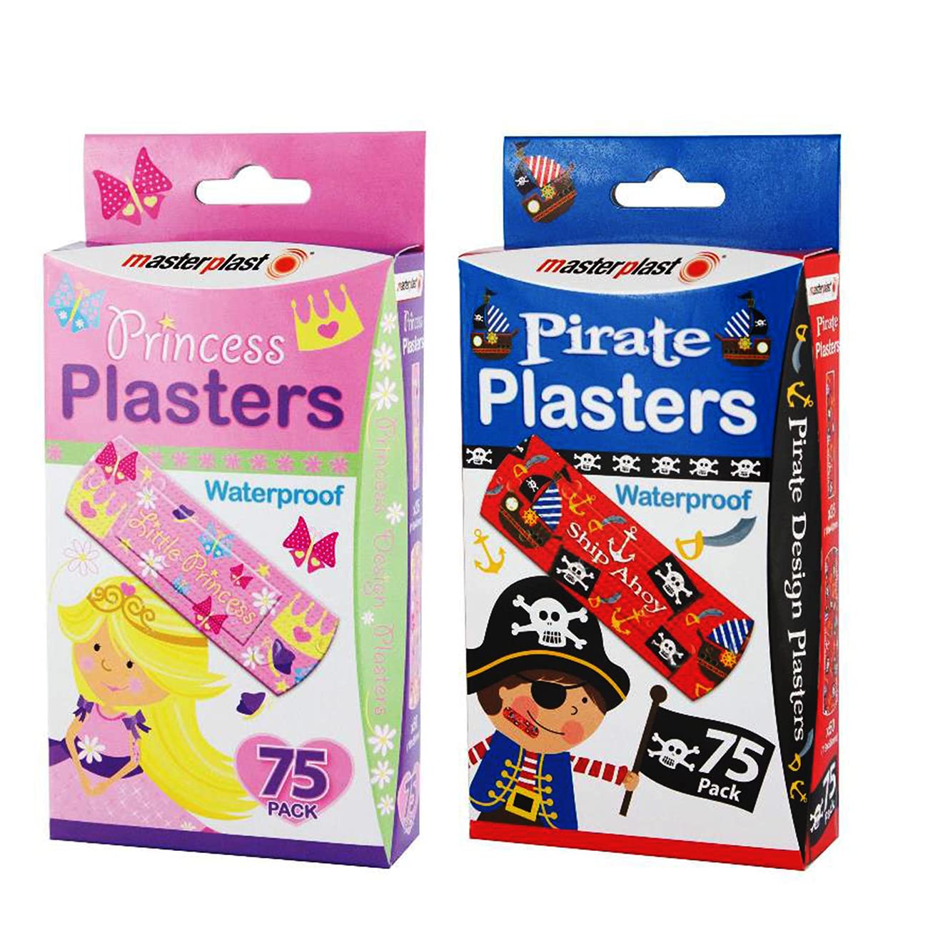 Pirate & Princess Design Waterproof Latex Plasters for Children Kids Plasters with Exciting Theme Bright Colourful Pattern 150 Pack (Pirate)