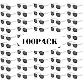 QYVEWY 50/100 Pack Bulk Sunglasses for Adult Retro 70s 90s Cheap Glasses UV400 Protection (100White)