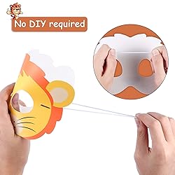 Blulu 32 Pcs Safari Animal Masks for Kids Jungle