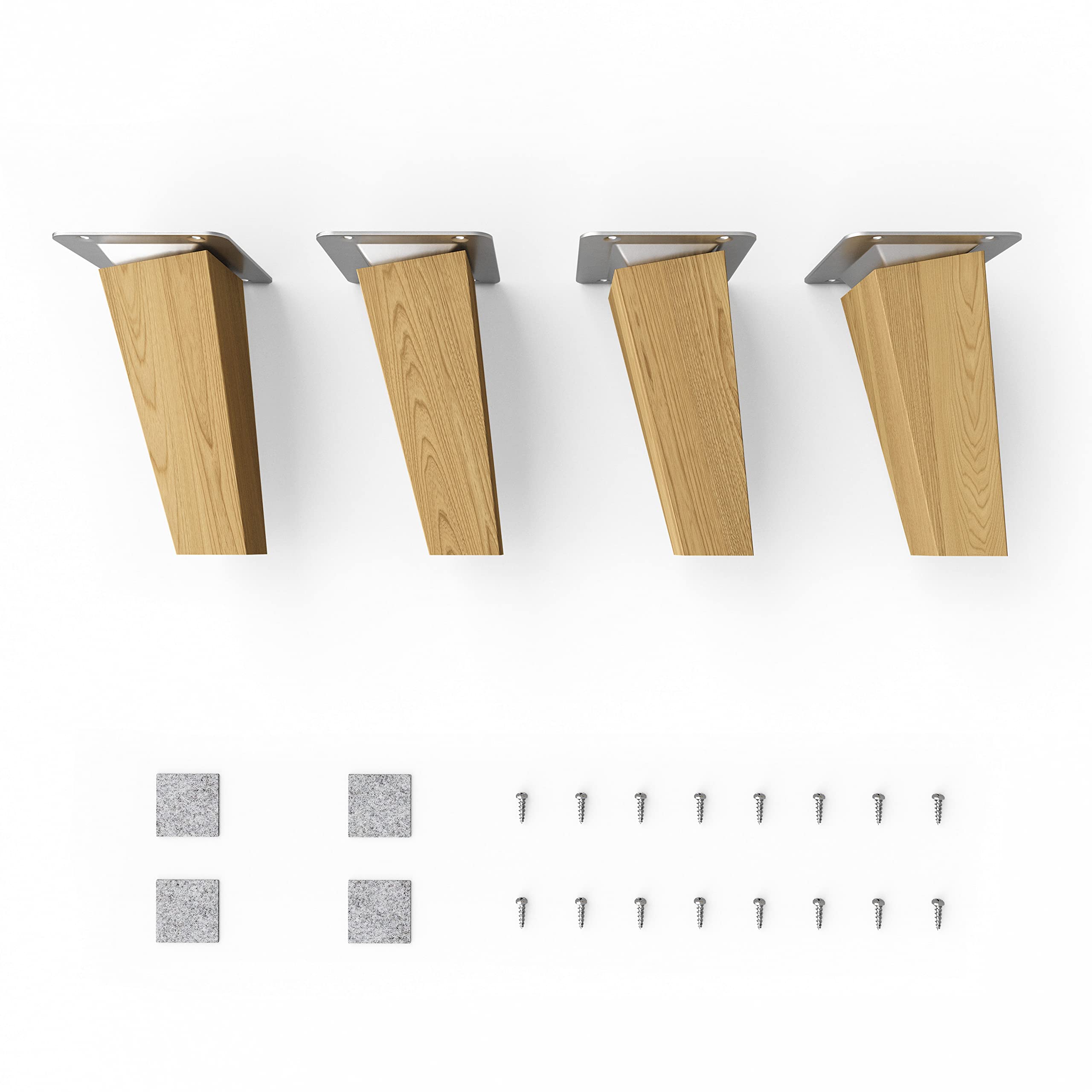 Sossai® Wooden furniture feet - Clif Square | oil finish | height: 12 cm | HMF4 | Square conical (slanted design) | material: solid wood (oak) | for chairs, tables, cupboards
