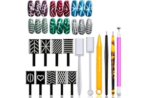 XEAOHESY 15 Pcs Nail Magnet Tool Set Magnet Plate Wand Board Magnetic Pen Stripe Nail Magnet Double Ended Magnet Wand Magnet Stick for Cat Eye Gel Polish Nail Art