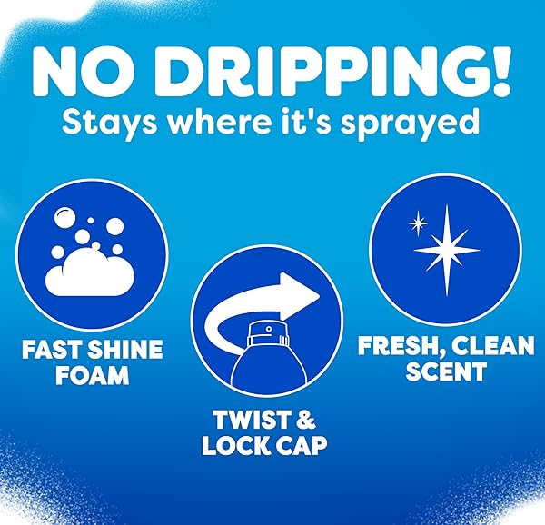 WINDEX FAST SHINE FOAM GLASS CLEANER, NO-DRIP AEROSOL CLEANING SPRAY, 19 OZ.