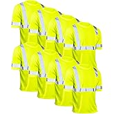 JaGely 8 Pcs Reflective Safety Shirts Short Sleeve High Visibility Shirts Hi Vis T-shirts for Construction Work with Pocket