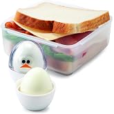 Joie Eggy Go Pods, Boiled Egg Holder for Travel or Fridge Storage, 2-Pack | Hard Container with Twist On Lid, Compact for Lunch Bags, Cute Chicken Design, BPA-Free and Dishwasher Safe